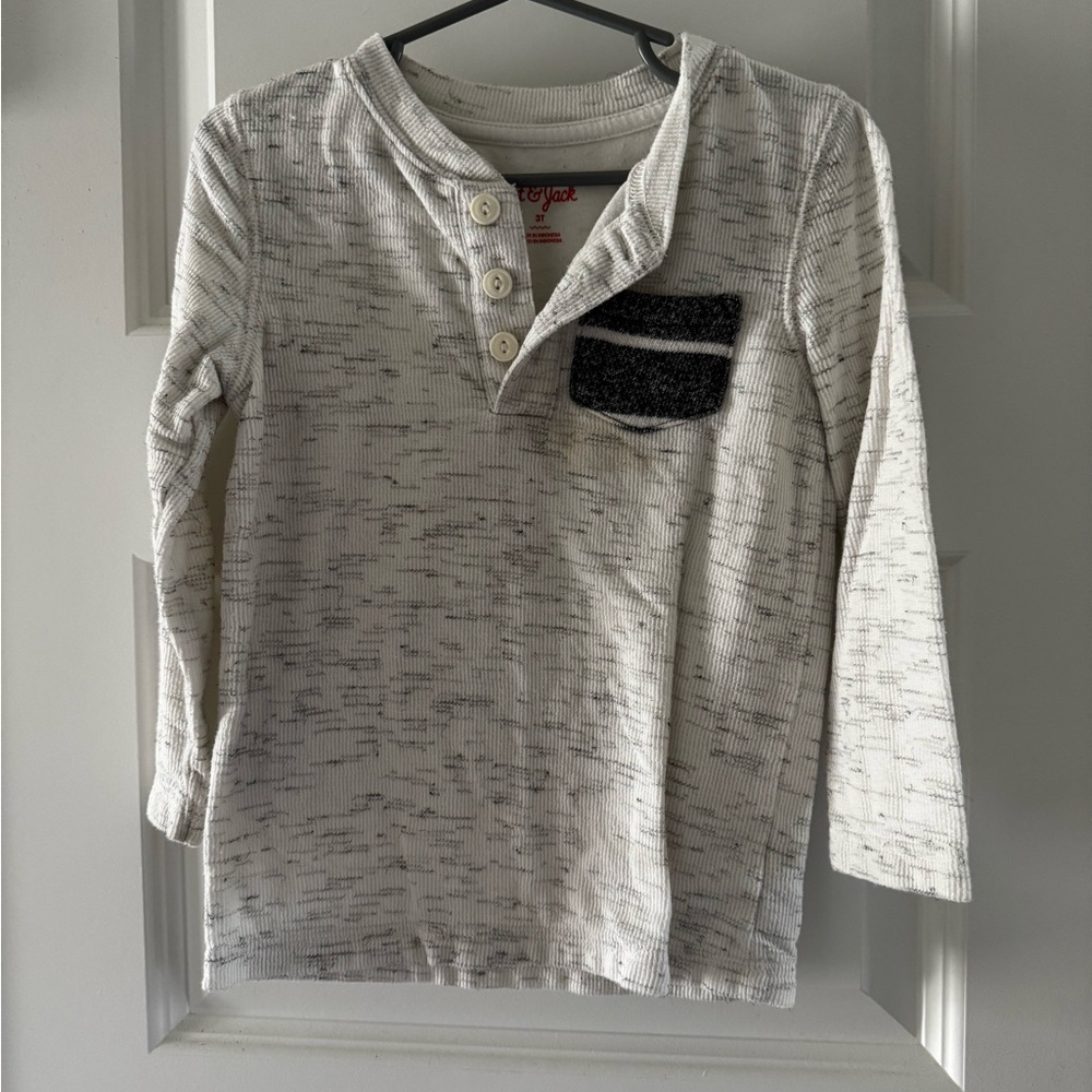 Kids White and Black Long Sleeve Shirt